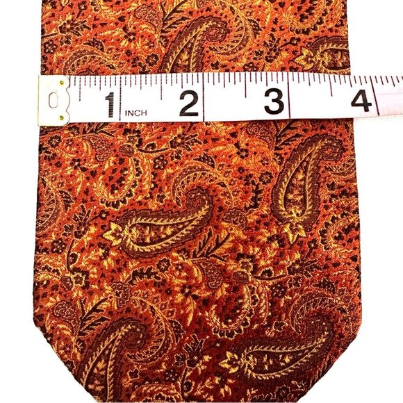 Jos.A.Bank Signature Collection Orange Paisley Print Men's Silk Tie / Necktie - Picture 8 of 9